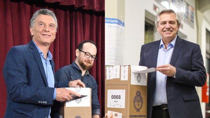 El presidente y candidato a la reelección por Juntos por el Cambio, Mauricio Macri, y el candidato a la presidencia por el Frente de Todos, Alberto Fernández.