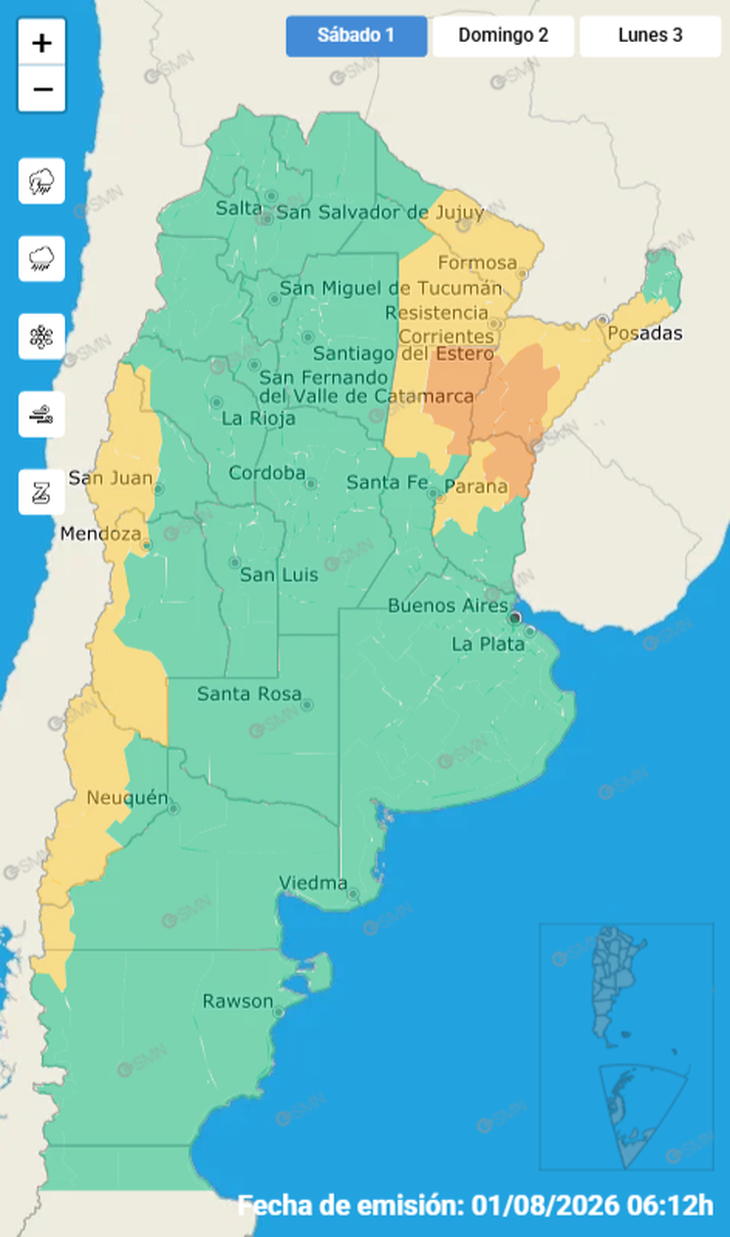 Las alertas emitidas por el SMN. Las alertas emitidas por el SMN.
