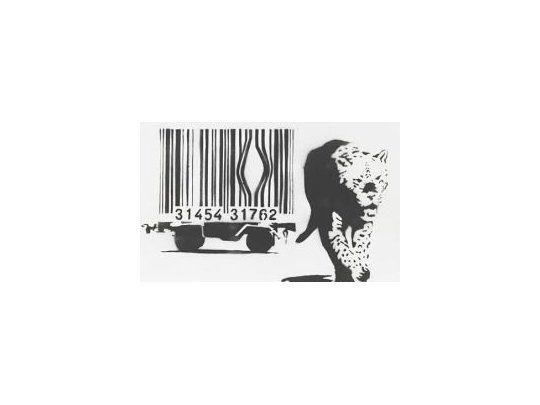 Una de las principales piezas de la subasta es Leopard and Barcode, un lienzo donde aparece un leopardo que se ha escapado de una jaula representada como un código de barras.