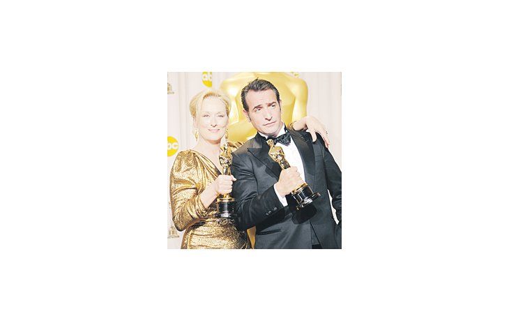 Los Mejores Actores para Hollywood anteanoche: Meryl Streep, por «La dama de hierro», y Jean Dujardin, por «El artista».