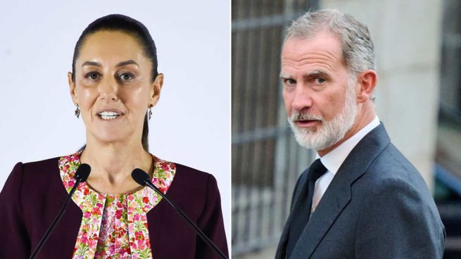 Claudia Sheinbaum y un acercamiento al Rey Felipe VI.