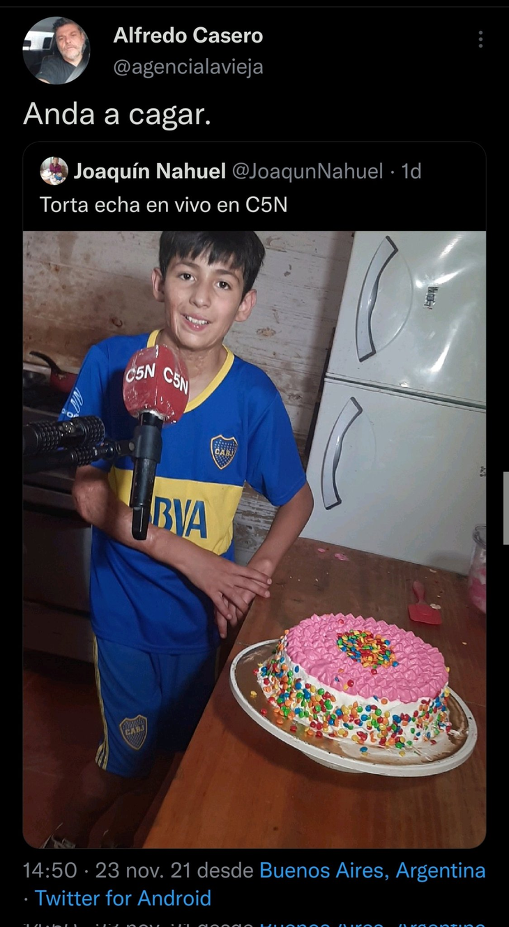Alfredo Casero insulted Joaquín from the networks, the boy who makes cakes to pay for an operation Alfredo Casero insulted Joaquín from the networks, the boy who makes cakes to pay for an operation