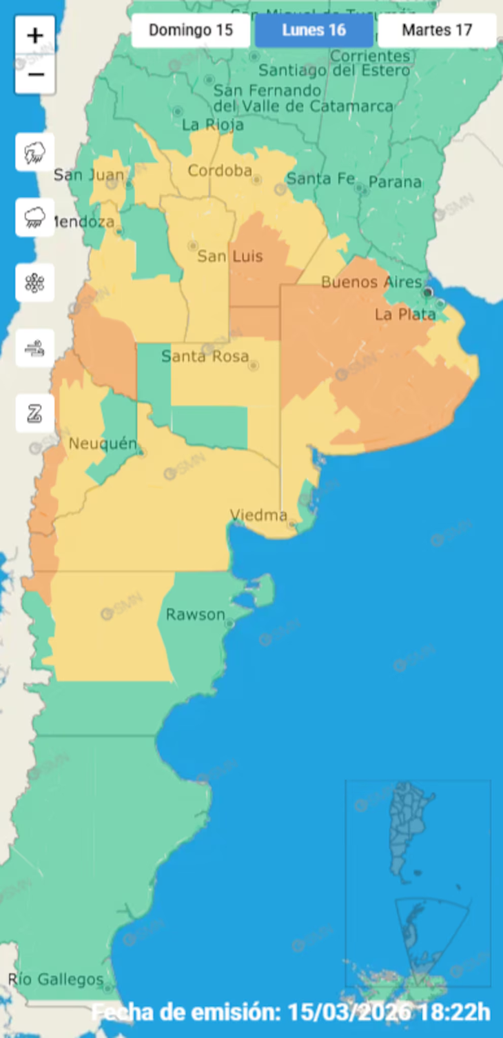 El SMN realiz&oacute; alertas para distintas provincias.