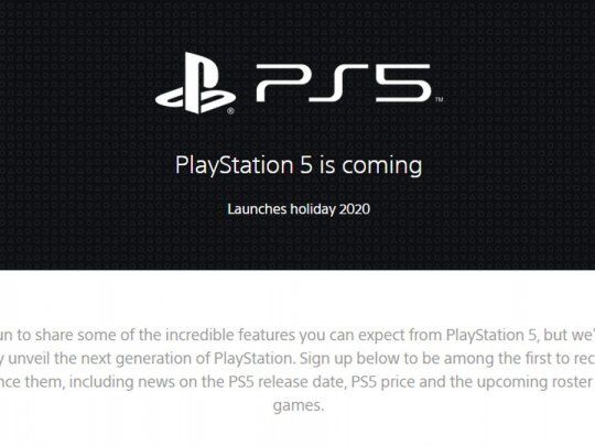 Así se ve el sitio oficial de la PlayStation 5.