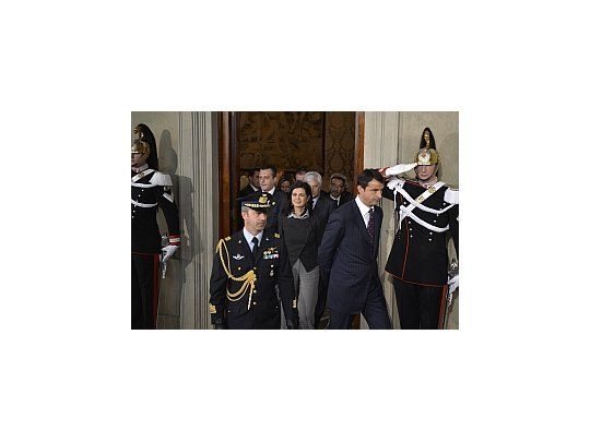 Laura Boldrini, npresidente de Diputados, llega a reunirse con Napolitano.