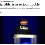 The Economist advirtió que Javier Milei atraviesa un escenario complejo por la economía, las investigaciones judiciales y la caída de su imagen. The Economist advirtió que Javier Milei atraviesa un escenario complejo por la economía, las investigaciones judiciales y la caída de su imagen.