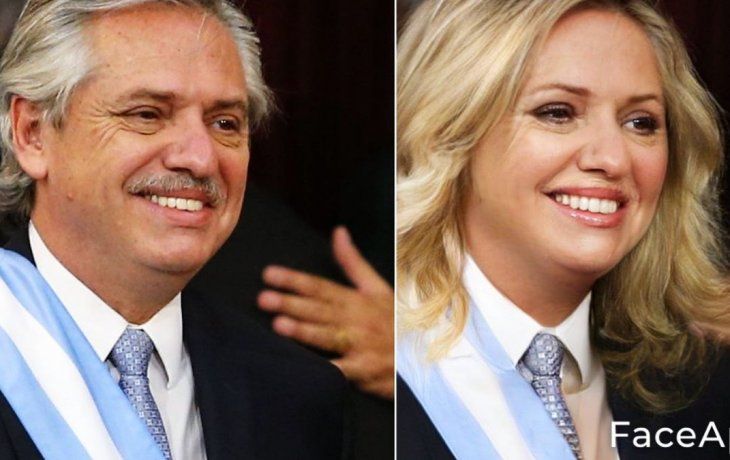 La imagen del presidente Alberto Fernández con un retoque hecho a través de la aplicación FaceApp.