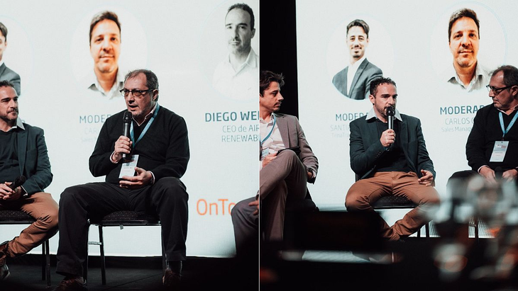 Gustavo Báez, de Camessa, y Diego Werner, CEO de Aires Renewables, fueron dos de los expertos que analizaron las energías renovables y los sistemas de almacenamiento en Argentina. Gustavo Báez, de Camessa, y Diego Werner, CEO de Aires Renewables, fueron dos de los expertos que analizaron las energías renovables y los sistemas de almacenamiento en Argentina. 