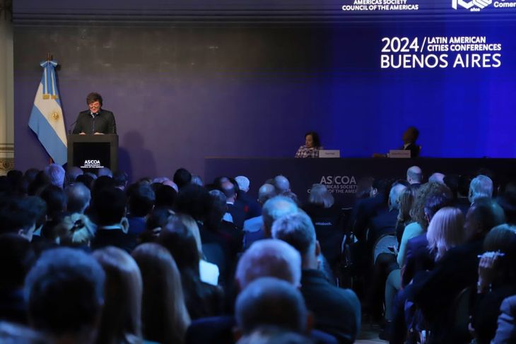 Javier Milei brindó un discurso en el Council of the Americas.