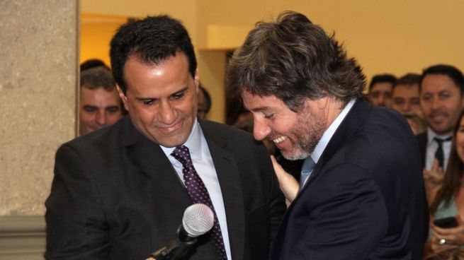 Juan Bautista Mahiques, Fiscal General de CABA, durante la toma de juramento a Javier Martín López Zavaleta cuando asumió como Fiscal General Adjunto en 2019.