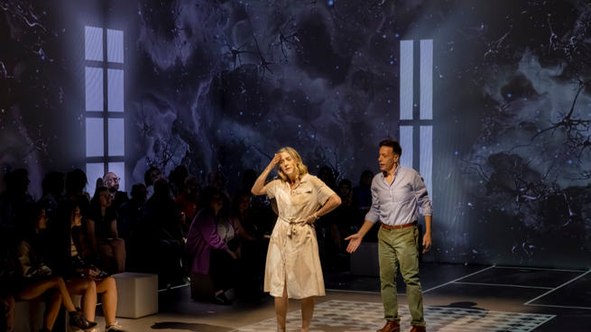 Roberto Peloni y Melania Lenoir en Casi normales, la versión inmersiva que adapta el musical de Broadway.&nbsp;