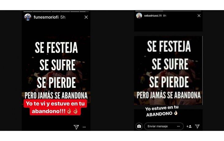 Funes Mori y Driussi salieron a apoyar a River.