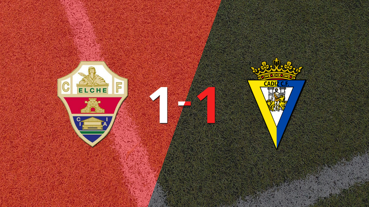 Elche and Cádiz tied 1 to 1