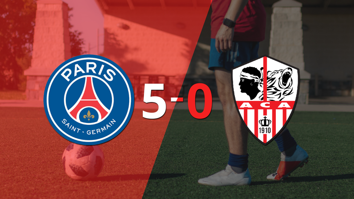 PSG defeated Ajaccio AC without complications with a brace from Kylian Mbappé