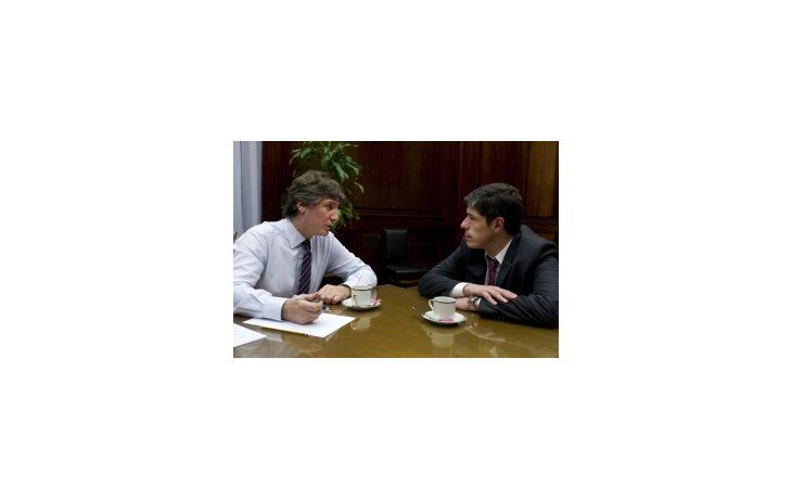 El vice a cargo del Ejecutivo, Amado Boudou, junto al jefe de Gabinete, Juan Manuel Abal Medina.