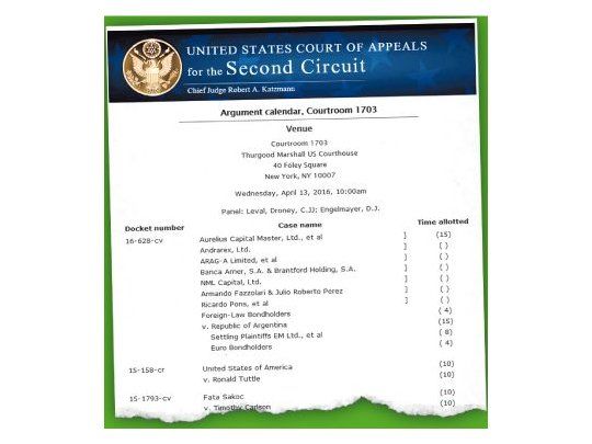 Todo listo en la Cámara de Apelaciones de Nueva York para la audiencia más importante de los últimos tiempos en el juicio de la Argentina contra los fondos buitre. A las 10 se abre el tribunal.