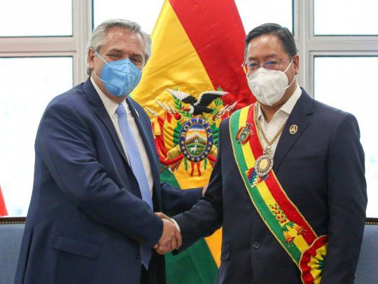 El presidente Alberto Fernández y su par boliviano, Luis Arce.