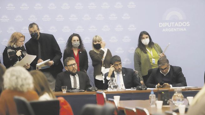 comando. El diputado ultra-K y presidente de la Comisión de Justicia, Rodolfo Tailhade, al frente del plenario donde se escucharon las primeras exposiciones de reformas al Consejo de la Magistratura ya votadas por el Senado.