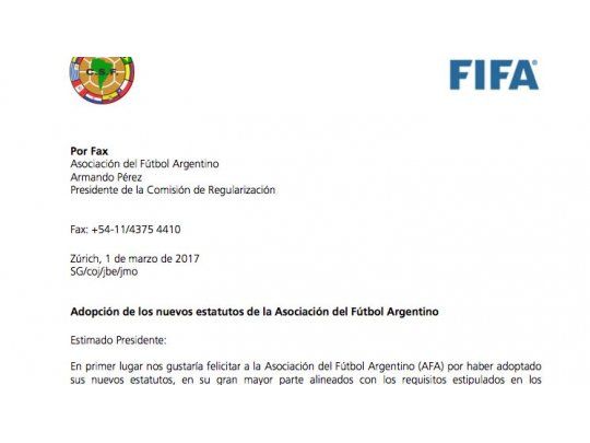 La carta que FIFA le envió a AFA puede retrasar las elecciones.