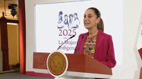 Claudia Sheinbaum en una nueva Mañanera del Pueblo.
