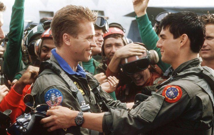 Val Kilmer y Tom Cruise en Top Gun.