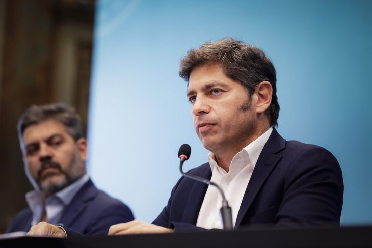 Axel Kicillof, durante el encuentro con intendentes bonaerenses. Axel Kicillof, durante el encuentro con intendentes bonaerenses.