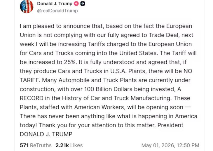 El posteo de Donald Trump.