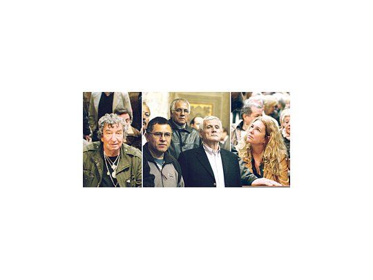 El bombisto  “el Tula” estuvo en la misa por José Rucci junto a Enrique Salias, Antonio Caló y la hija del gremialista asesinado hace 40 años, Claudia.