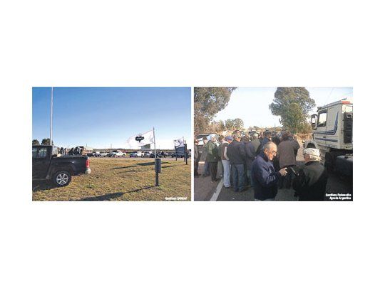 Durante el último día del paro los productores se manifestaron en la localidad de Guaminí (izquierda). Además, más de 150 productores se movilizaron en Mendoza, en la Ruta 188 y 25 a la altura de Bowen (derecha). También hubo manifestaciones en otras provincias productoras.