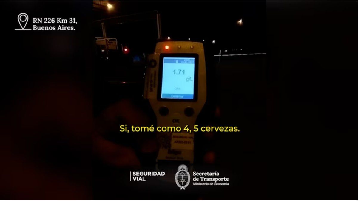 He was arrested for alcoholized circular, without VTV and with the defeated license: it was 1.71 g/l of alcohol in blood