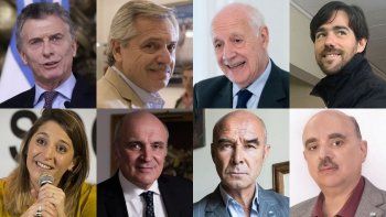 Mauricio Macri, Alberto Fernández, Roberto Lavagna, Nicolás del Caño, Manuela Castañeira, José Luis Espert, José Gómez Centurión y&nbsp;Alejandro Biondini.