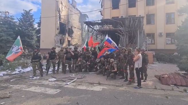 Las tropas rusas en Lysychansk, luego de la retirada del ejército ucraniano.&nbsp;