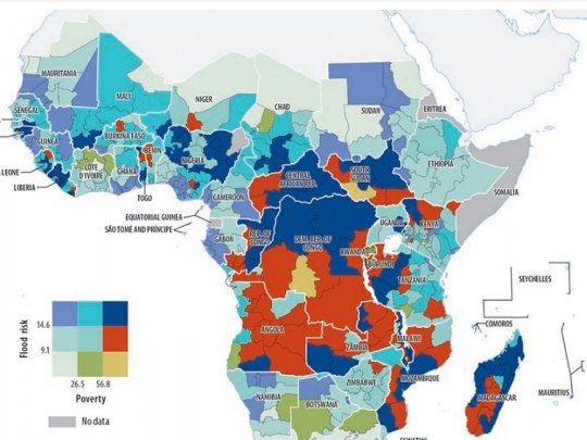 Los pa&iacute;ses africanos est&aacute;n expuestos a la pobreza y a las inundaciones.