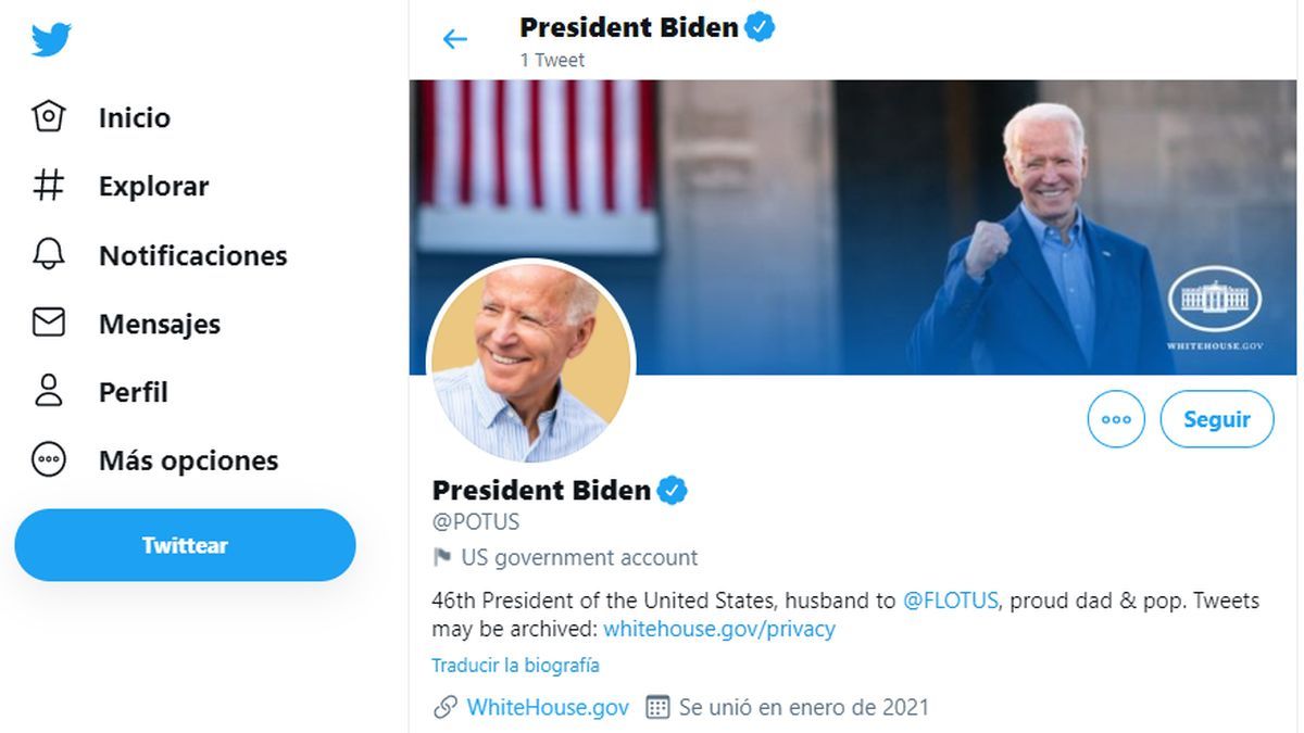 Biden ya es @POTUS en Twitter