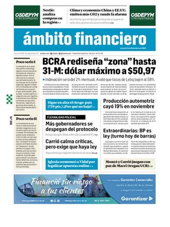 Tapa Edicion Impresa del 2018-12-06