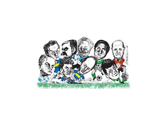 Jugadores de la política al fútbol: Julio Alak, Mauricio Macri, Sergio Massa, Aníbal Fernández, Daniel Scioli, Ginés González García, Eduardo Duhalde, Gabriel Mariotto y Baldomero Álvarez de Olivera.