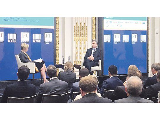 Inversores. Mauricio Macri, en la reunión con directivos de la Bolsa de Nueva York, con la intención de atraer inversiones para el país.