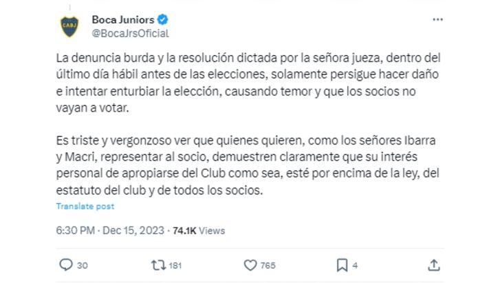 Boca's release. Boca's release.