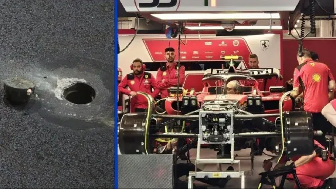 La Ferrari de Sainz quedó destrozada por una alcantarilla