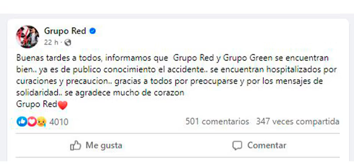 The statement issued by Grupo Red. The statement issued by Grupo Red.