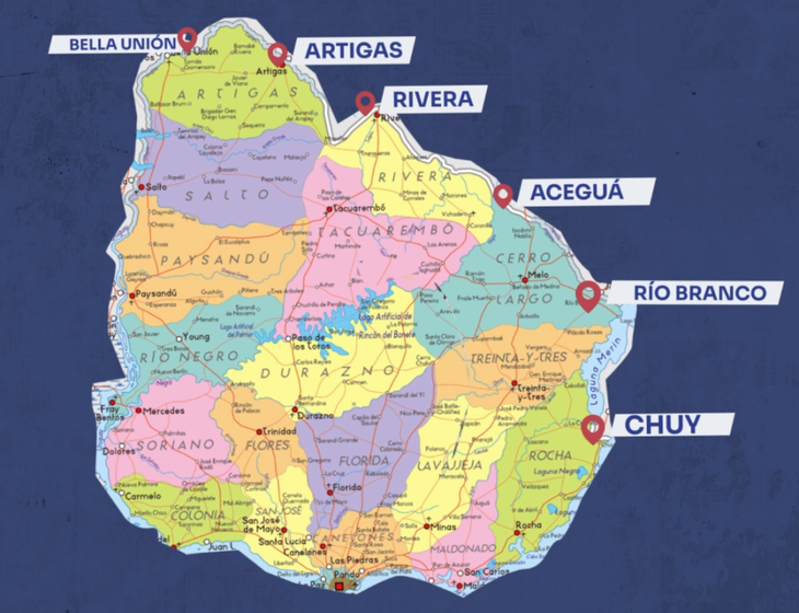 La ley se aplica en Chuy, Río Branco, Aceguá, Rivera, Artigas y Bella Unión. La ley se aplica en Chuy, Río Branco, Aceguá, Rivera, Artigas y Bella Unión.