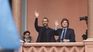 The leaders came out to greet on the balcony of the Casa Rosada.