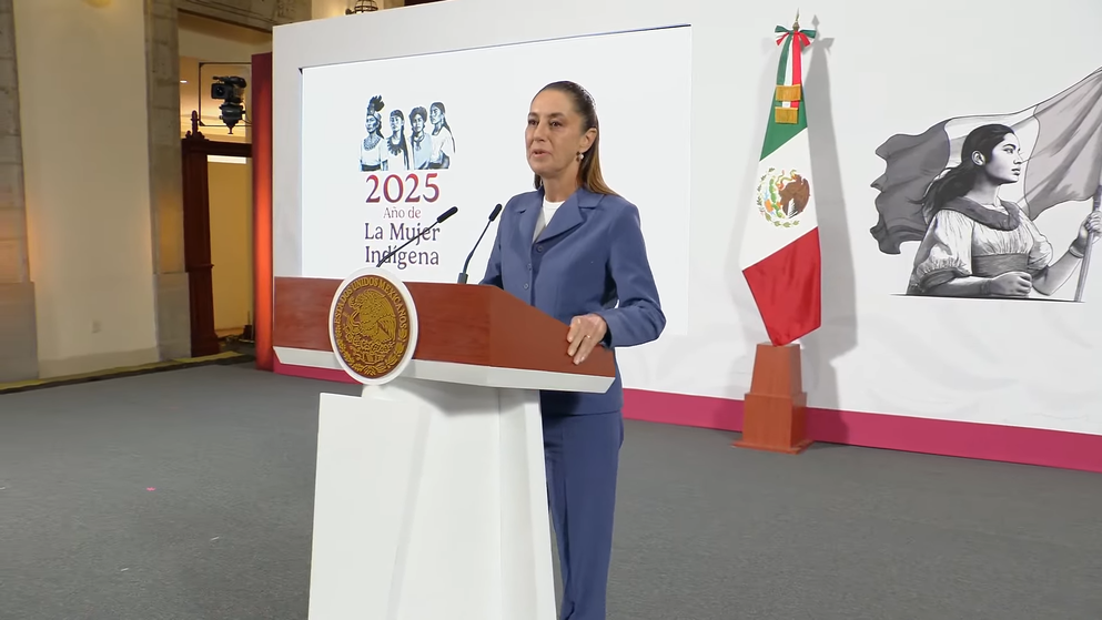 Claudia Sheinbaum en la Mañanera del Pueblo de este lunes.