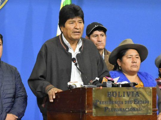 Evo Morales al anunciar su renuncia.&nbsp;