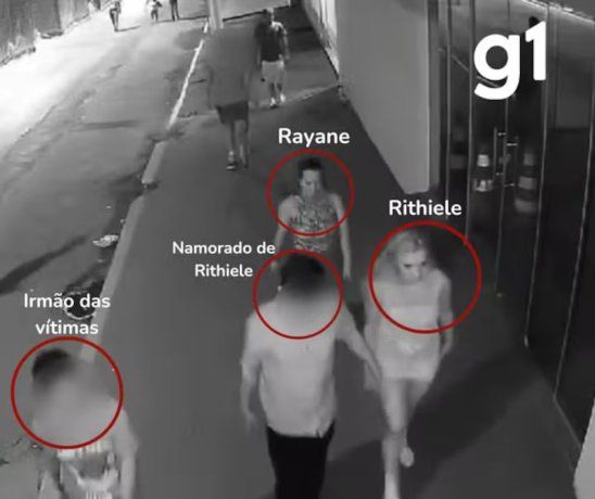 Una cámara de seguridad captó a Rayane, Rithiele, su novio y su hermano. 