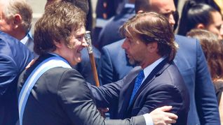 El presidente Javier Milei junto a su par uruguayo, Luis Lacalle Pou.