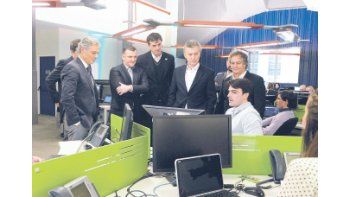 Mauricio Macri participó ayer del acto en el que Global anunció la inversión y recorrió las instalaciones de la empresa.