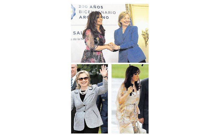 ámbito.com | En su visita a Buenos Aires, Hillary Clinton optó por un look conservador y masculino. Al revés de Cristina de Kirchner, que recibió a la dama estadounidense con las prendas más llamativas y femeninas de su ajuar.