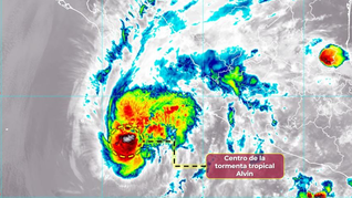El centro de la tormenta tropical Alvin.