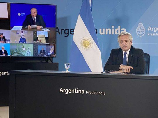 Alberto Fernández y Vladimir Putin, juntos en el anuncio&nbsp;